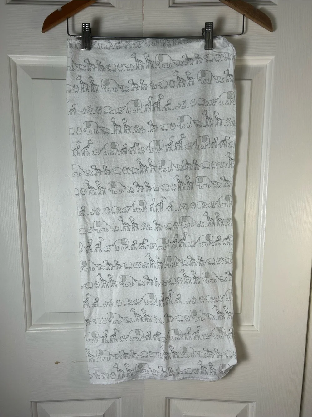Circo Gray White Animals Parade Baby Receiving Blanket Flannel Elephant Giraffe
